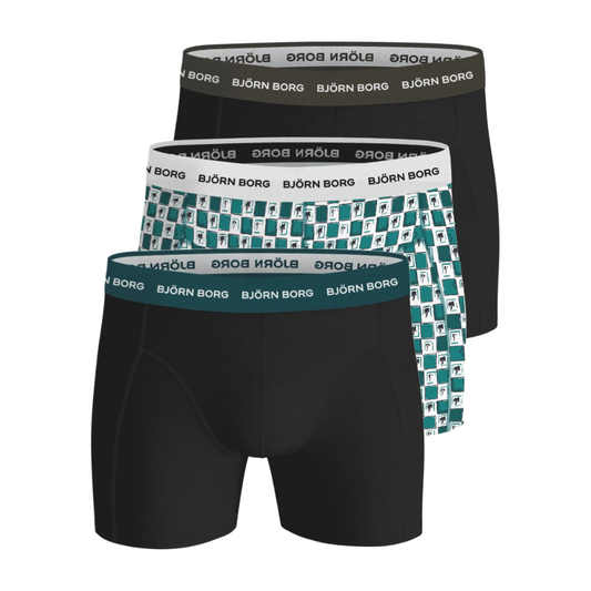 Cotton Stretch Boxer 3-pack - Black/Black/Allover Print