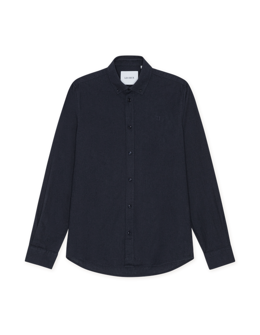 Konrad  Cotton Linen Shirt - Dark Navy Blue