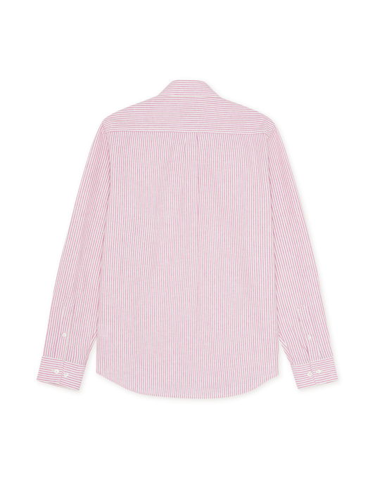 Konrad Stripe Cotton Linen Shirt - Crocus Pink