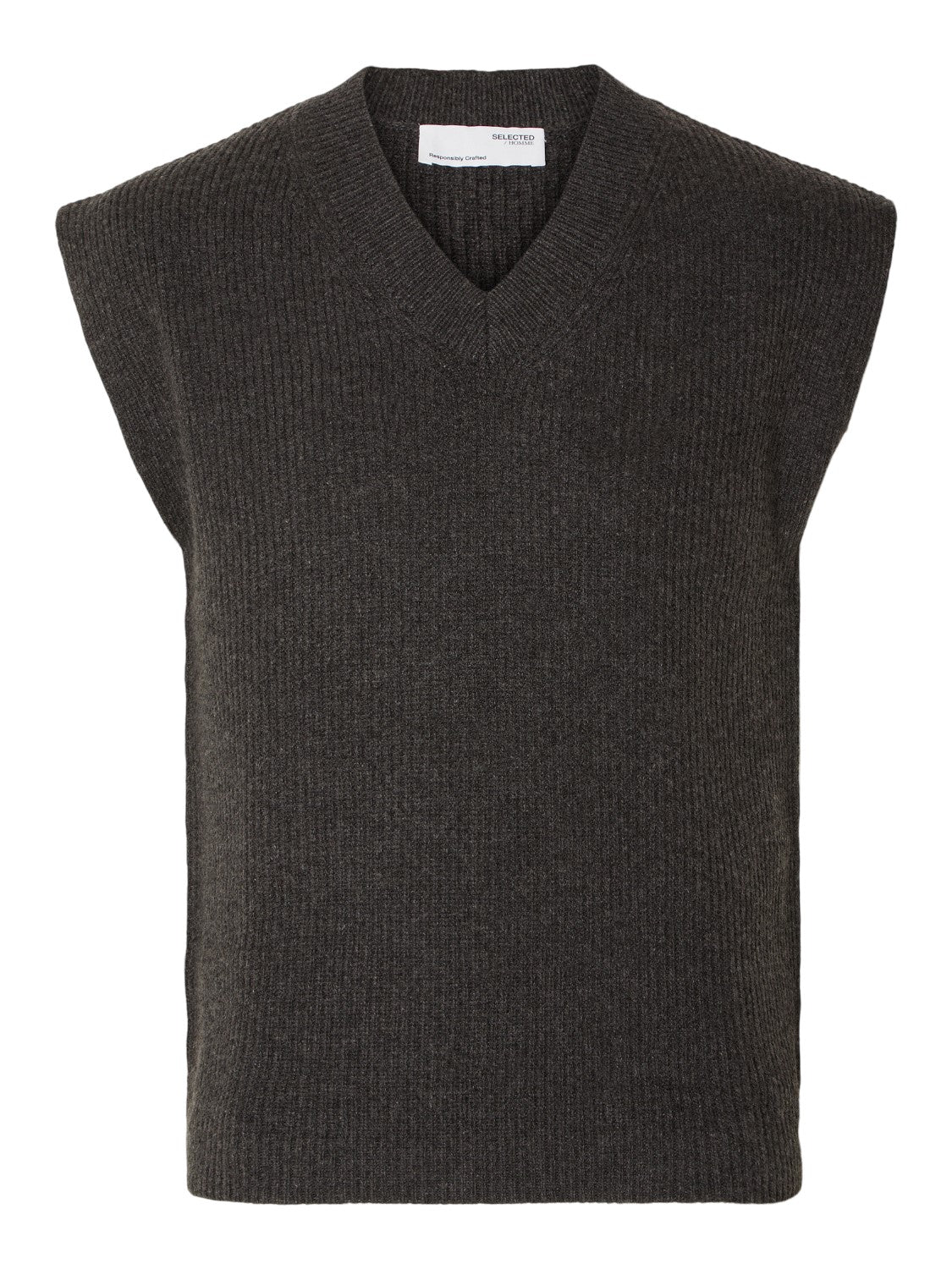 Ronn Relaxed Knit Vest - Charcoal Gray Melange