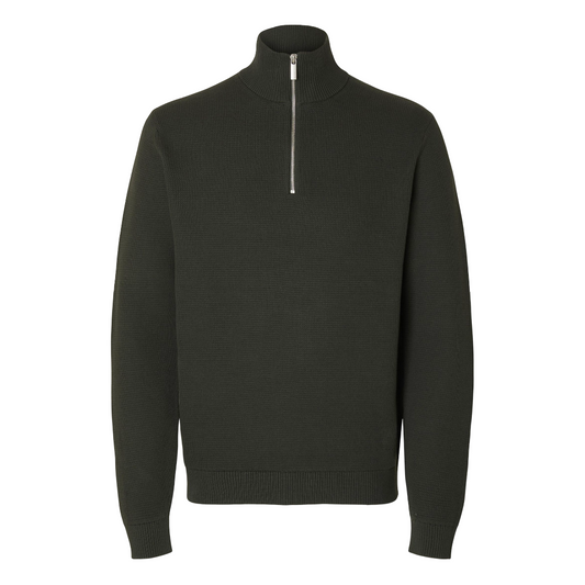 Dane Long-sleeve Knit Structure Half Zip - Deep Forest
