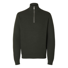 Dane Long-sleeve Knit Structure Half Zip - Deep Forest