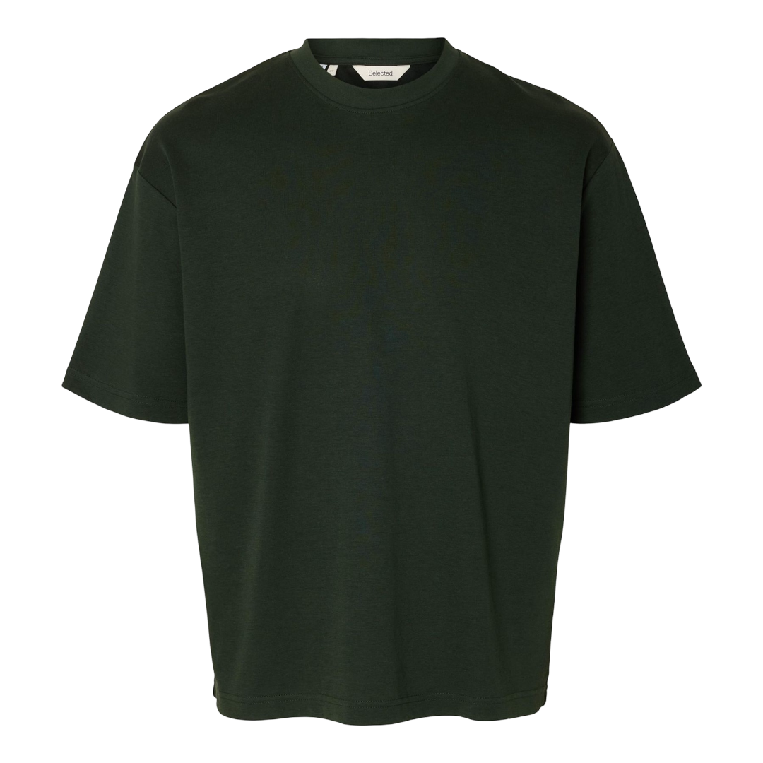 Loose Oscar Short-sleeve  O-Neck Tee - Deep Forest