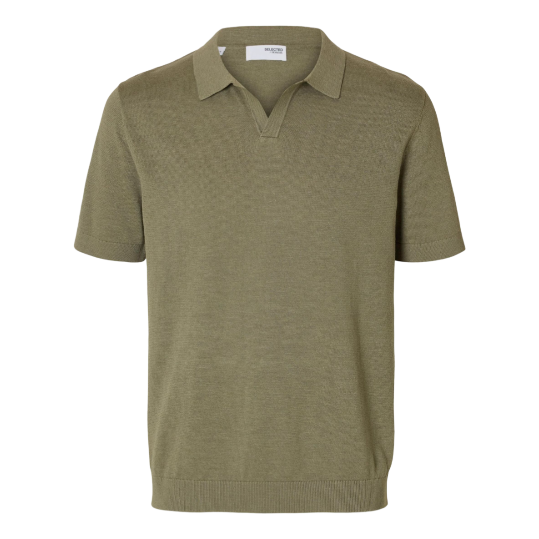 Mattis Short-Sleeve Knit Sun Open Polo - Vetiver