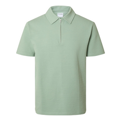 Sander Seersucker Zip Short-sleeve Polo - Iceberg Green