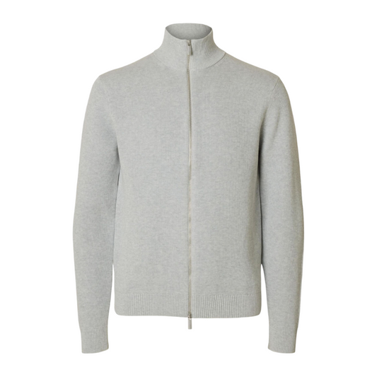 Dane Long-Sleeve Knit Structure Full Zip - Light Grey Melange