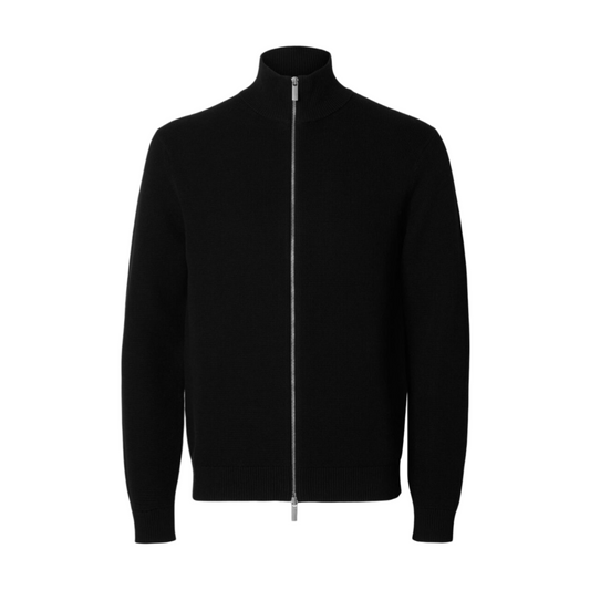 Dane Long-Sleeve Knit Structure Full Zip - Black