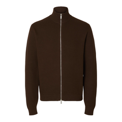 Dane Long-sleeve Knit Structure Full Zip - DEMITASSE