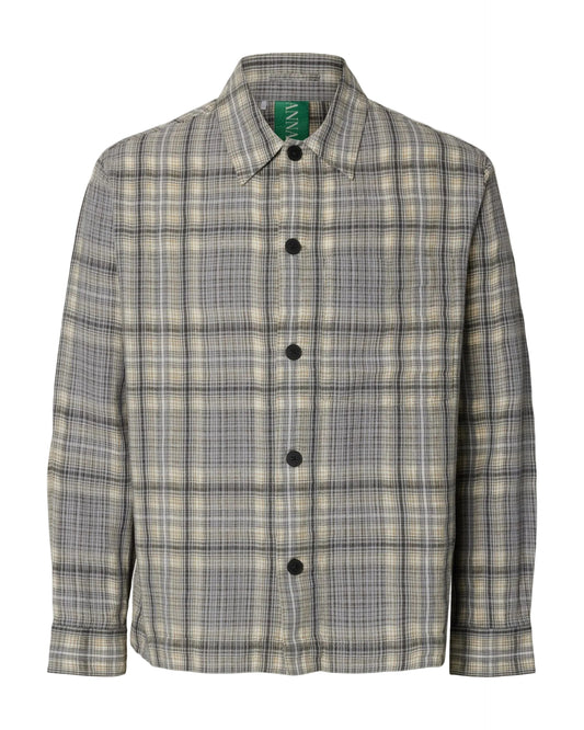 Vern Flannel Overshirt - Chiseled Stone Grey/Brown