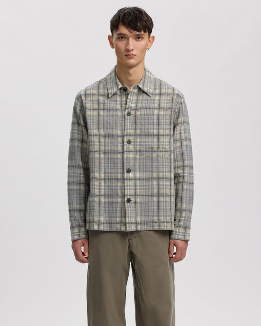 Vern Flannel Overshirt - Chiseled Stone Grey/Brown
