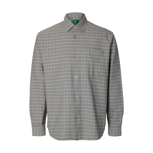 Aslund Mix Oxford Long-sleeve Shirt - Chiseled Stone Grey