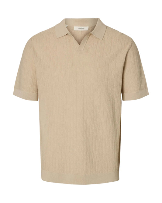 Mattis Short-sleeve Linen Blend Structure Polo - Oatmeal
