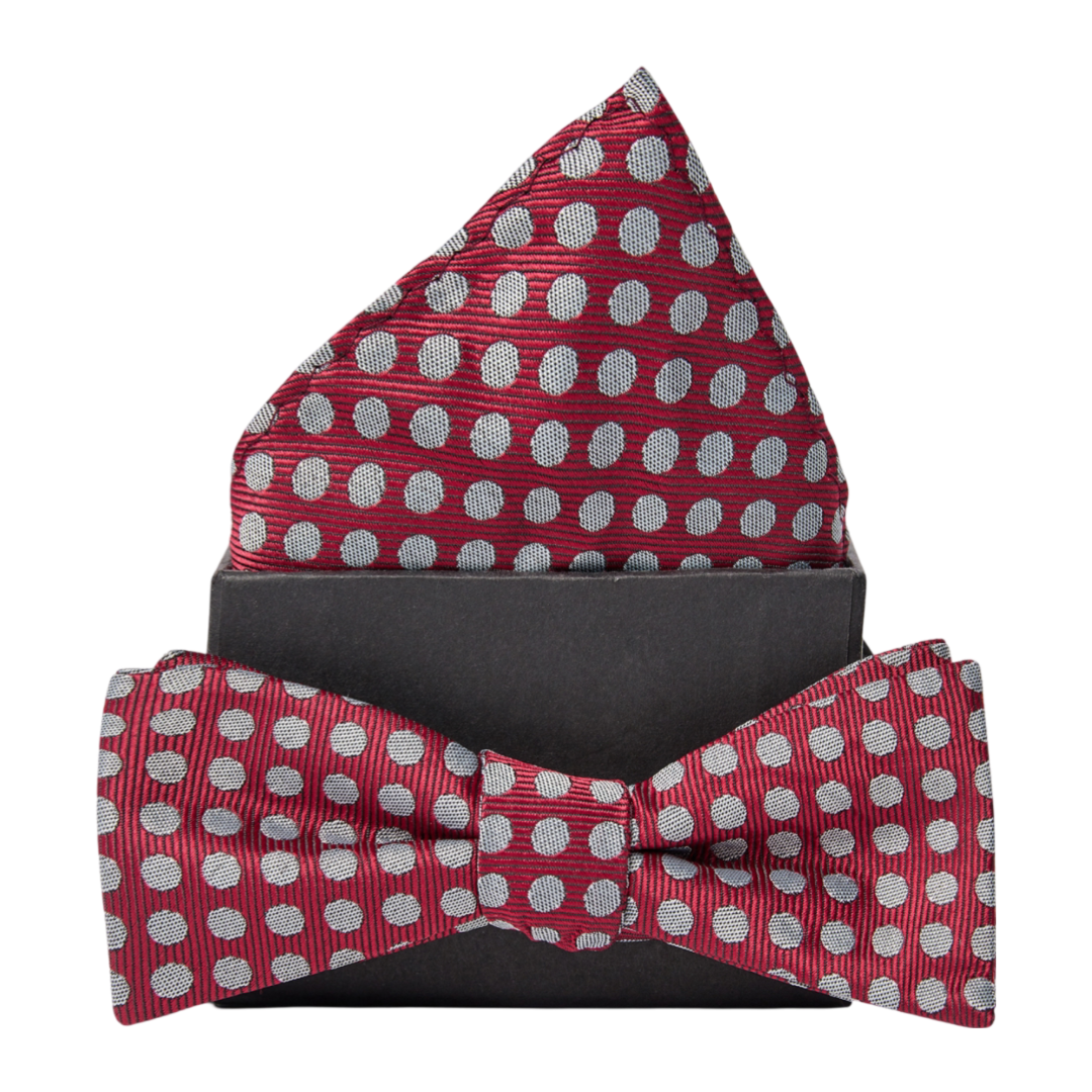 Bowtie & Hankie - Red with dots