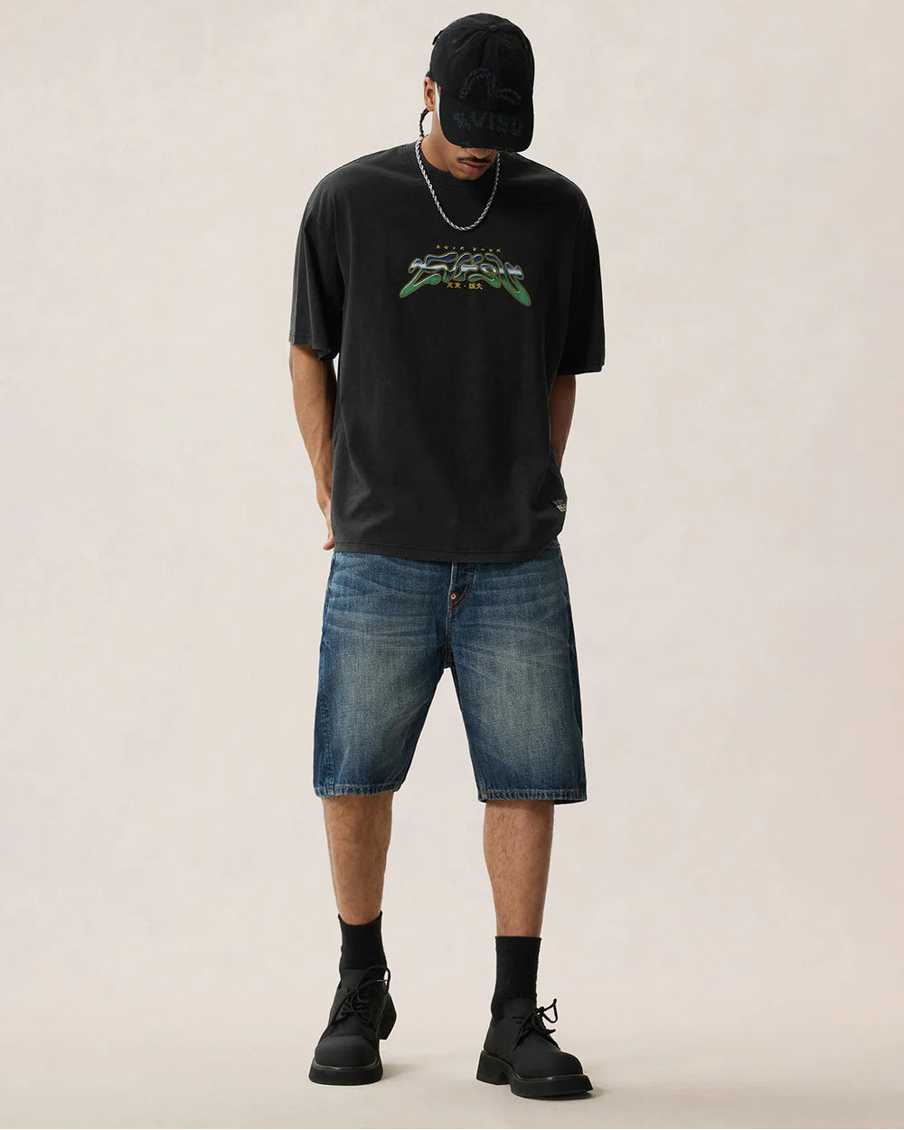 Neon Leopard Printed Ss Tee - Black