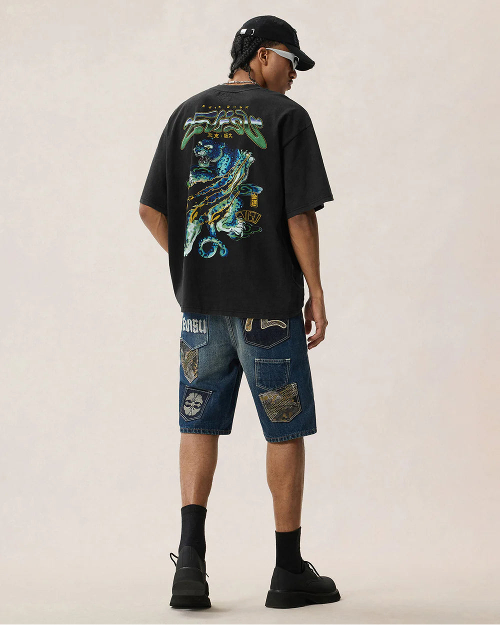 Neon Leopard Printed Ss Tee - Black