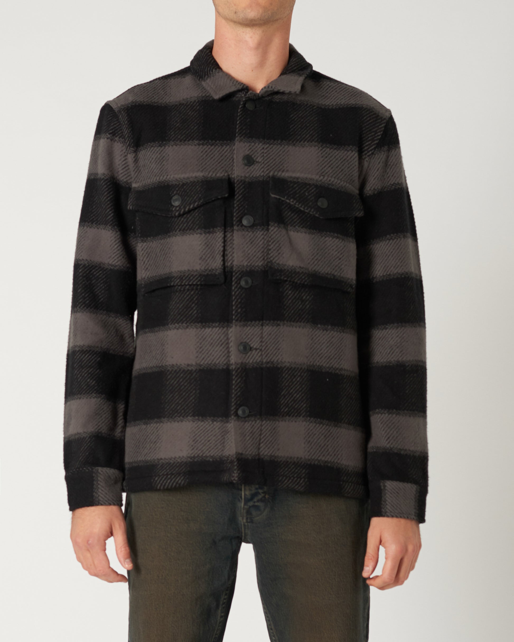 Miller Check Overshirt - Black/ Graphite Check