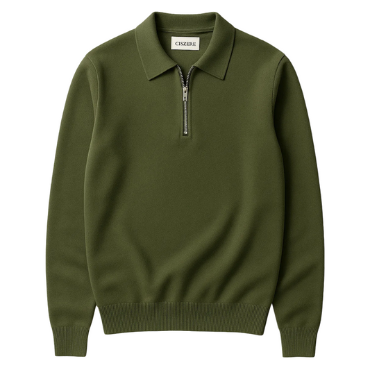 Caleb knitted half zip - Duffel green