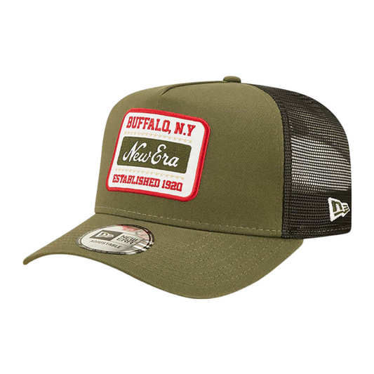 9Forty A-Frame State Patch Trucker Newera - New Olive/Scarlet