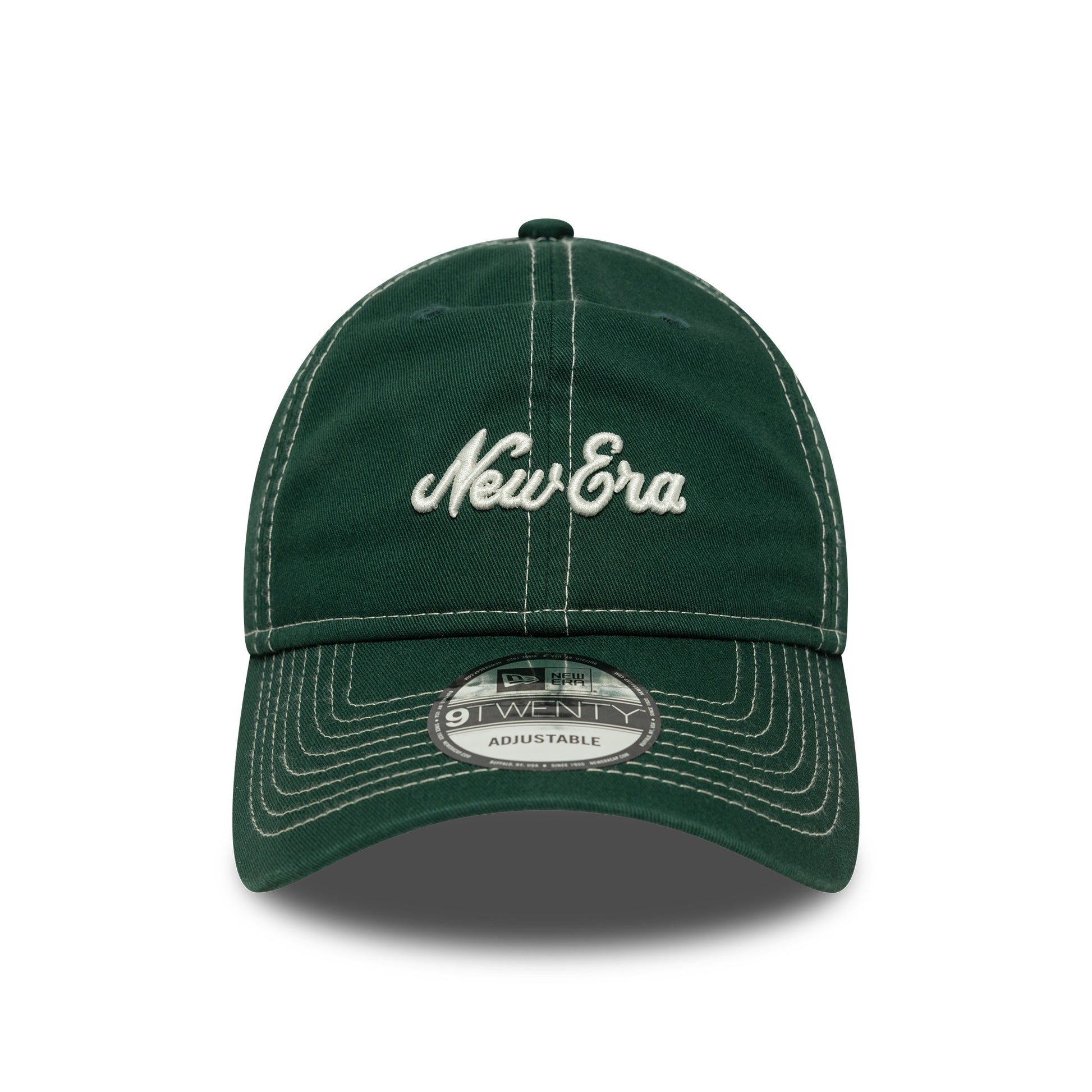 9Twenty Contrast Stitch New Era Branded - Dark Green/White