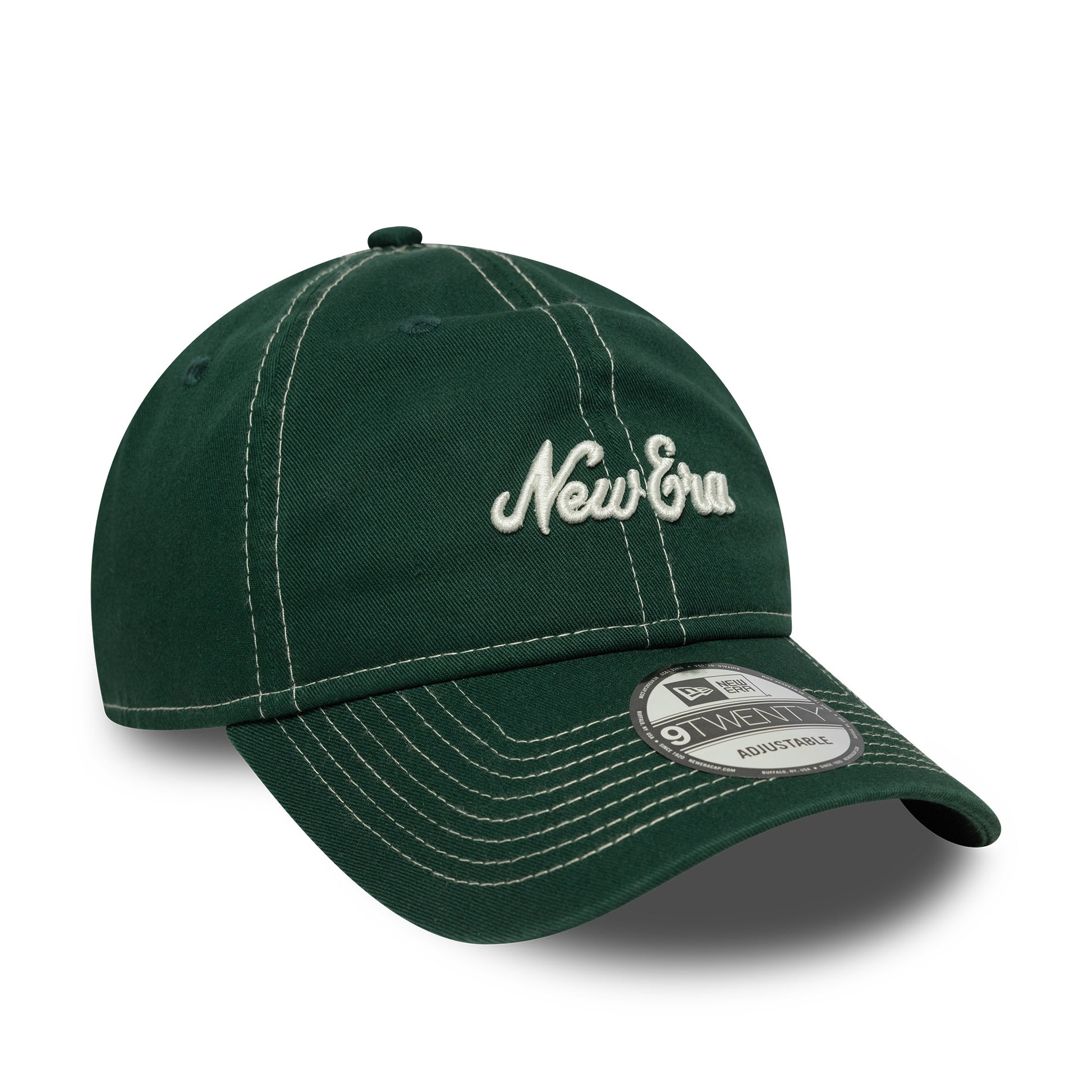 9Twenty Contrast Stitch New Era Branded - Dark Green/White