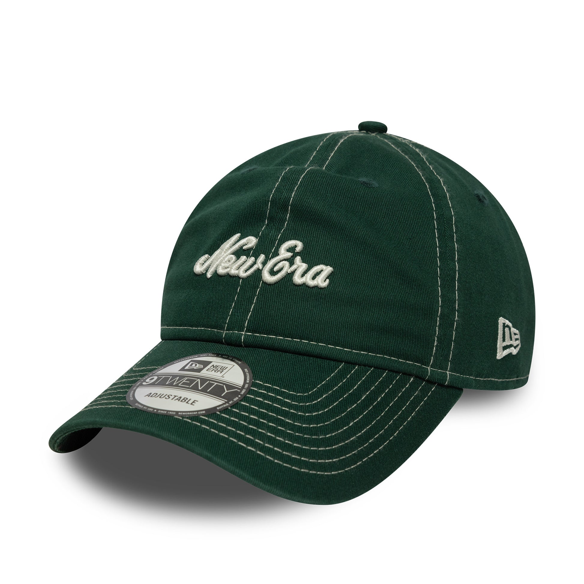 9Twenty Contrast Stitch New Era Branded - Dark Green/White