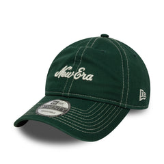 9Twenty Contrast Stitch New Era Branded - Dark Green/White