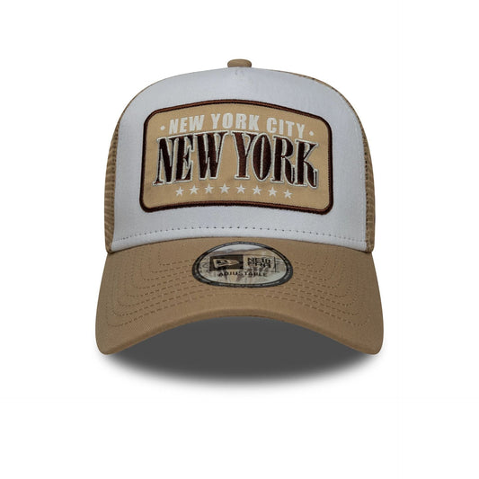 9Forty Aframe Trucker Location Patch - Beige/White
