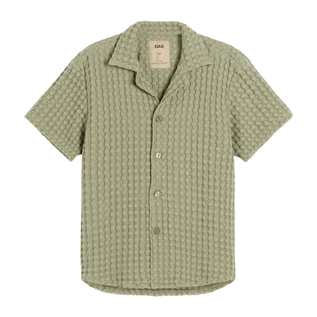 Cuba Waffle Short-sleeve Shirt - Dusty Green