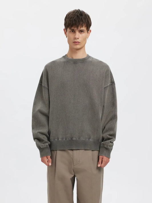 Andor Long-sleeve Knit Crewneck - Grey Melange