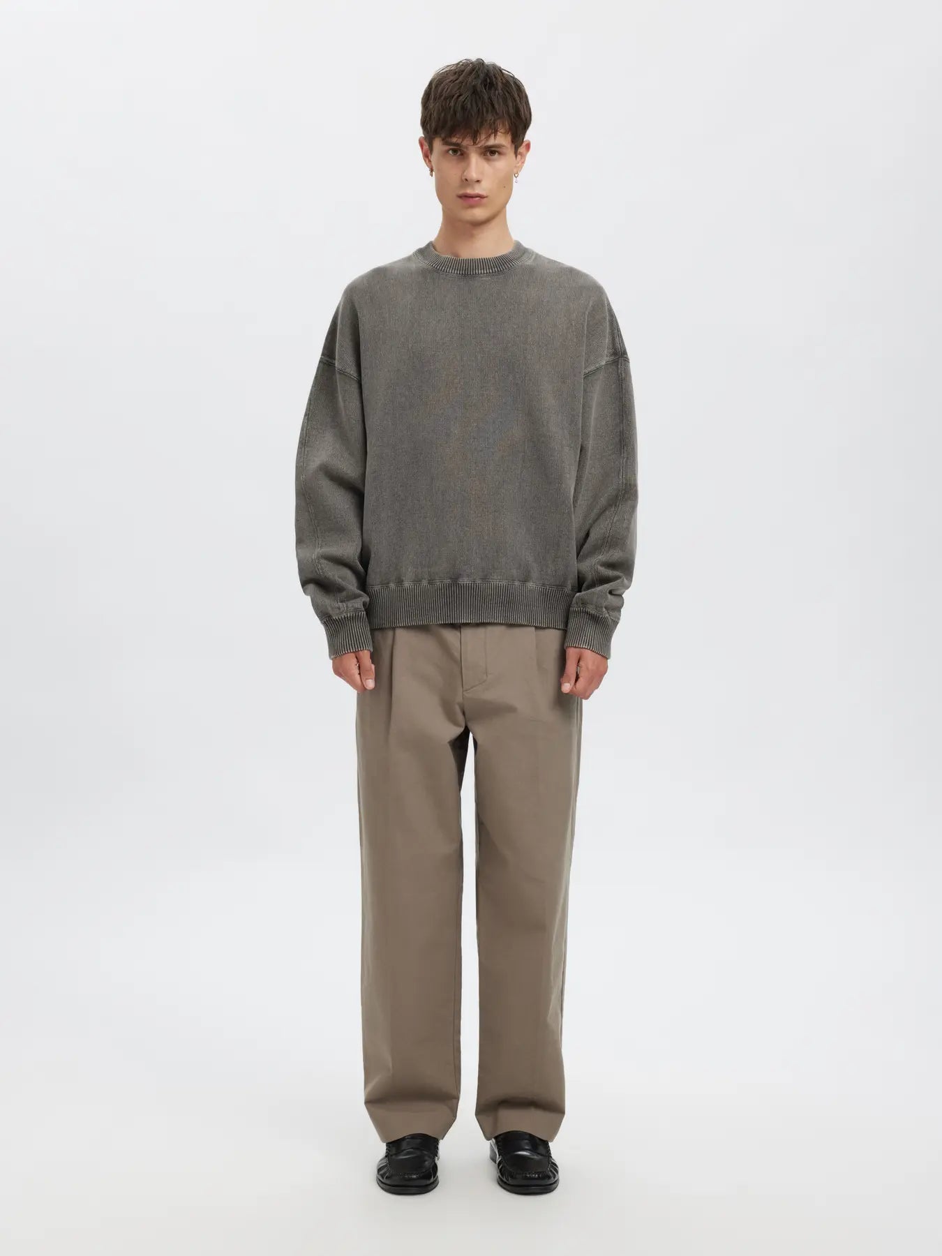 Andor Long-sleeve Knit Crewneck - Grey Melange