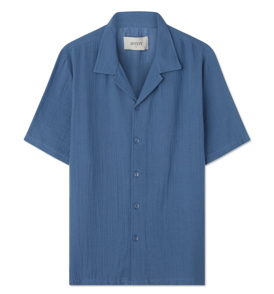 Collins Shirt Cotton Crincle - Indigo Blue