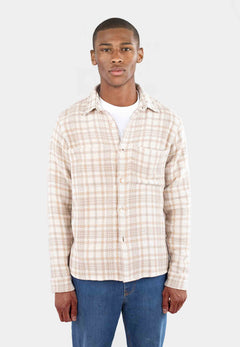 Micah Checked Overshirt - Beige Check