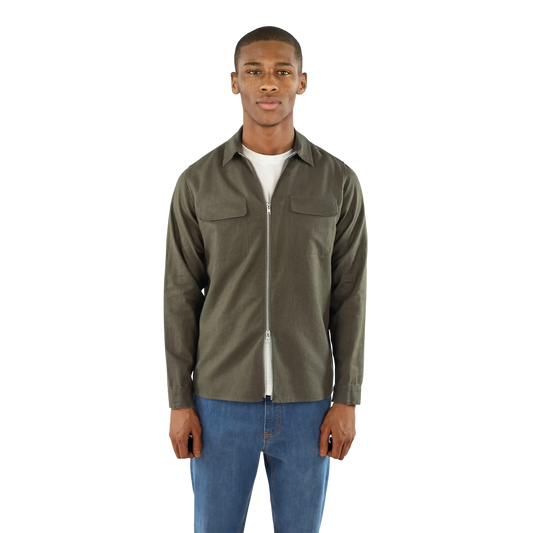 Quincy linen overshirt - Forest Green