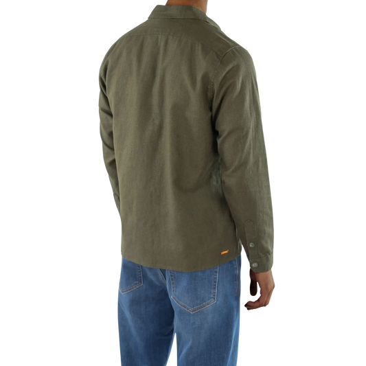 Quincy linen overshirt - Forest Green