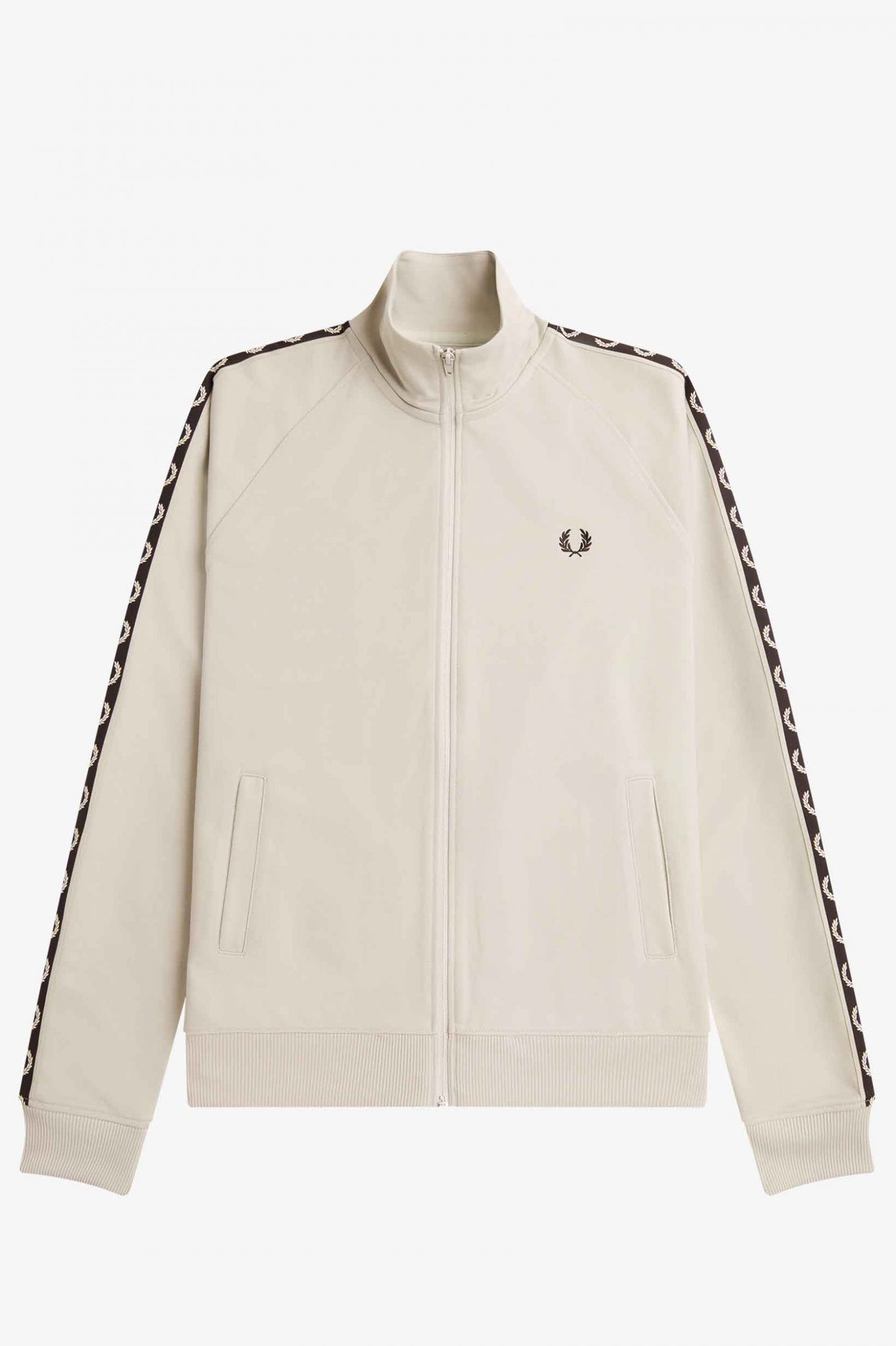 Contrast Tape Track Jacket - Light Oyster/Black