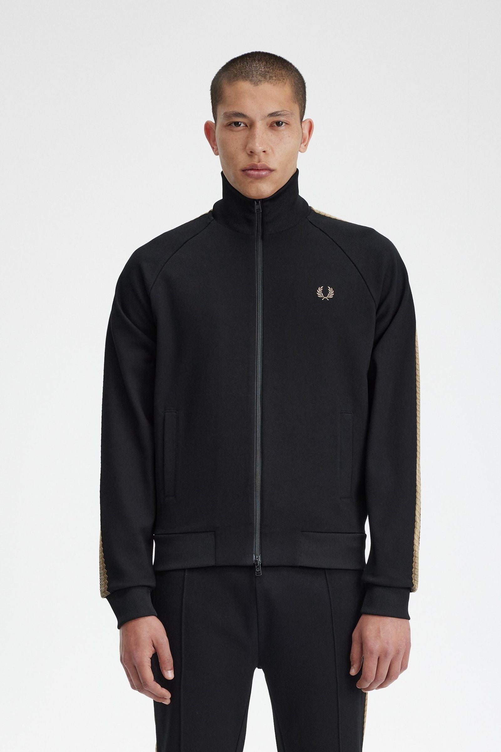 Crochet Taped Track Jacket - Black