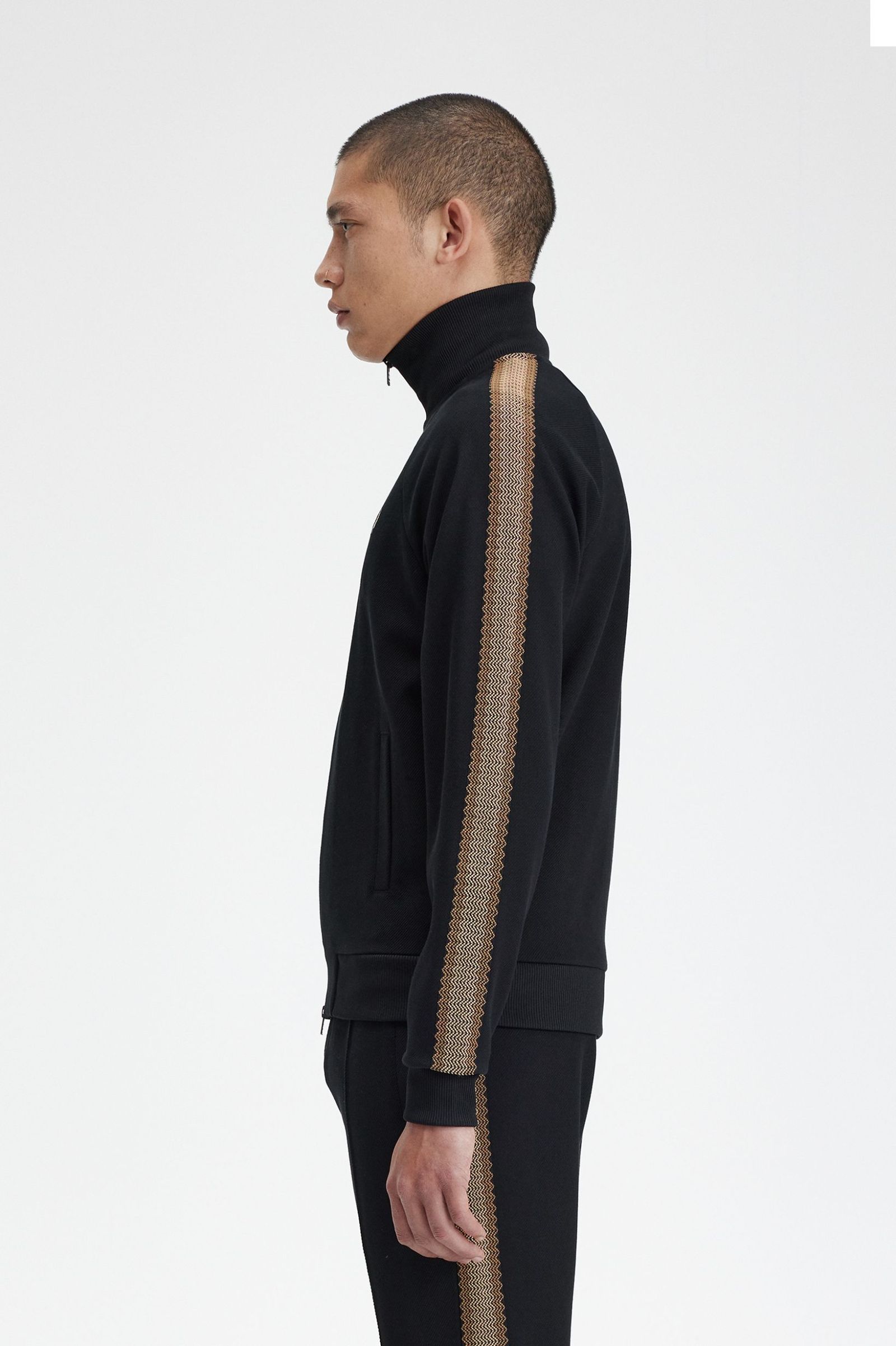 Crochet Taped Track Jacket - Black