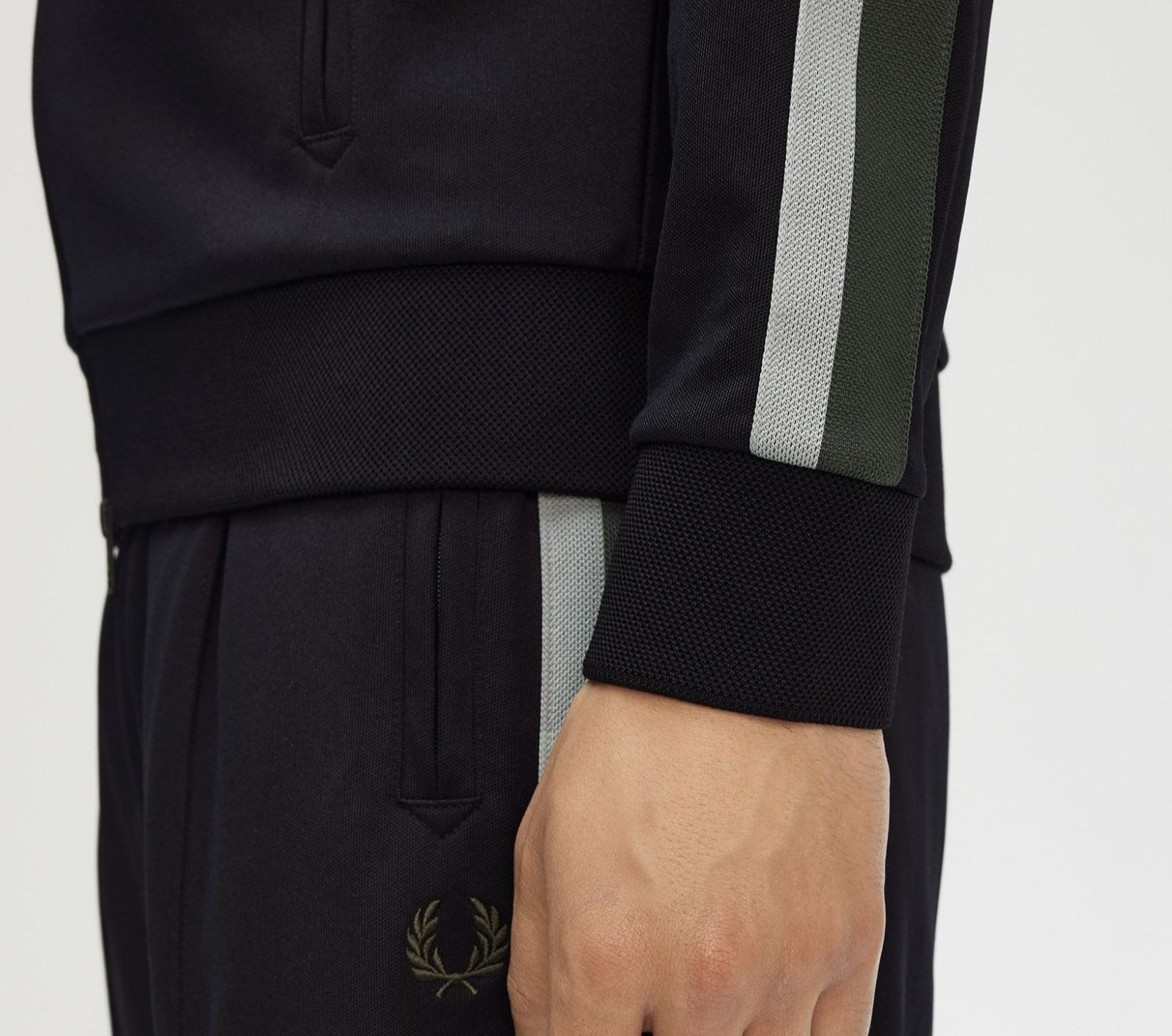 Two Colour Tape Track Jacket - Black