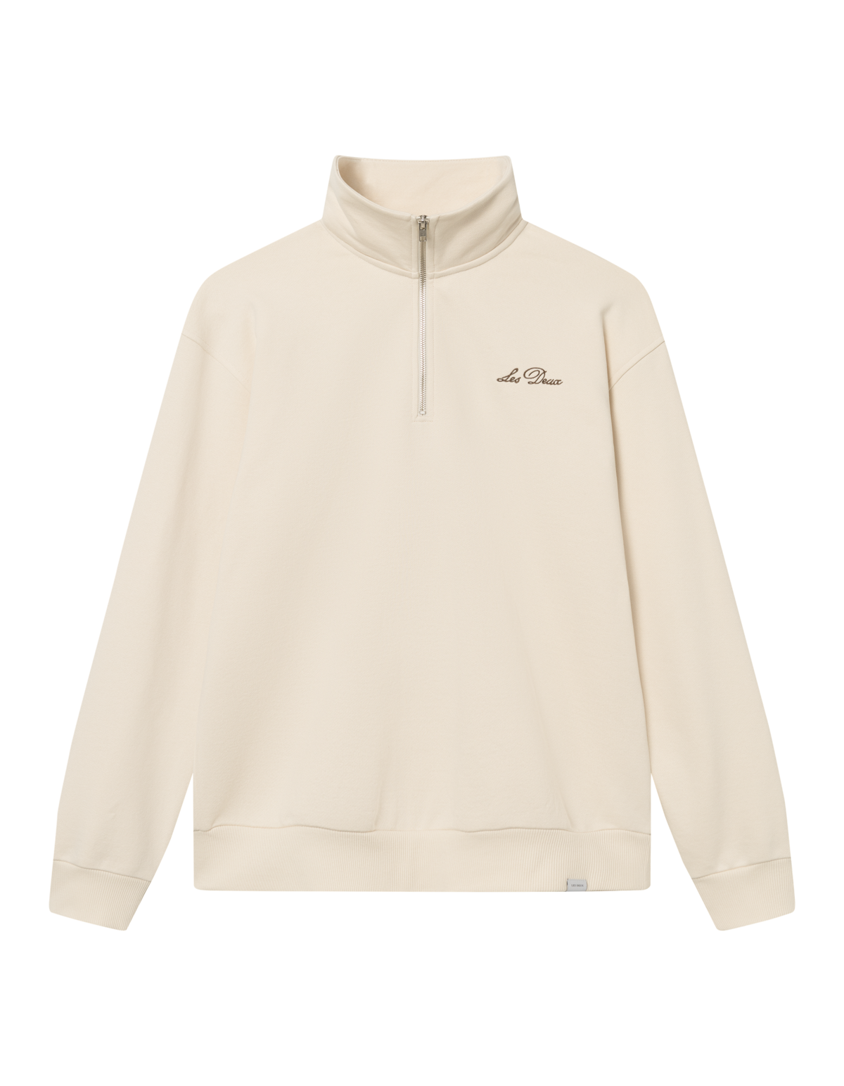 Crew Half-Zip Sweatshirt - Light Ivory/Walnut