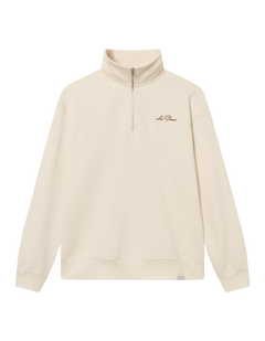 Crew Half-Zip Sweatshirt - Light Ivory/Walnut