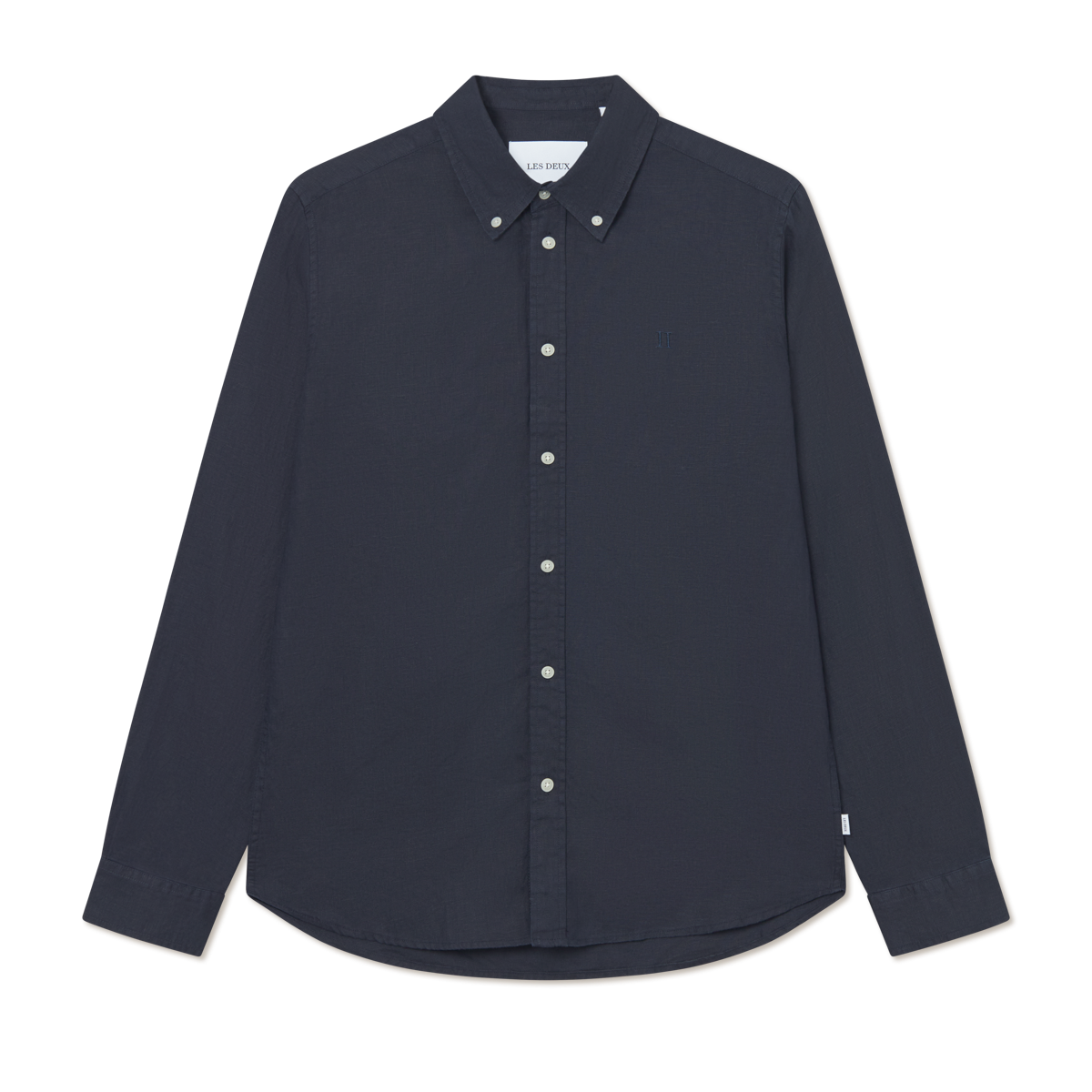 Kristian Linen Botton-down Shirt - Dark Navy