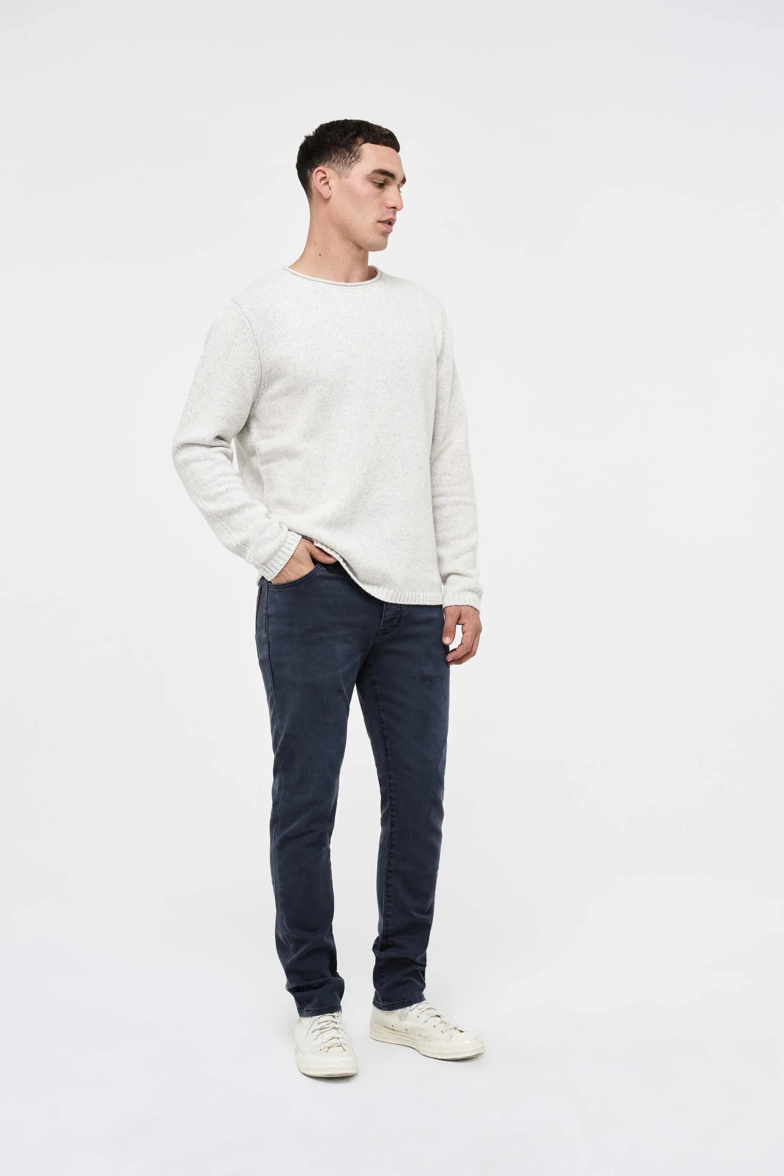 Chain Knit Crew - Chalk