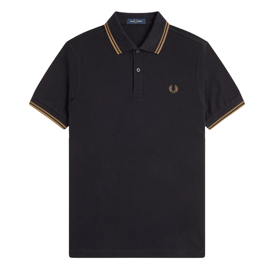 Twin Tipped Fred Perry Shirt - Black/Shadedstone