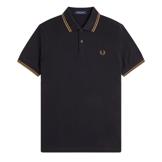Twin Tipped Fred Perry Shirt - Black/Shadedstone