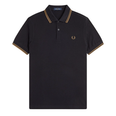 Twin Tipped Fred Perry Shirt - Black/Shadedstone