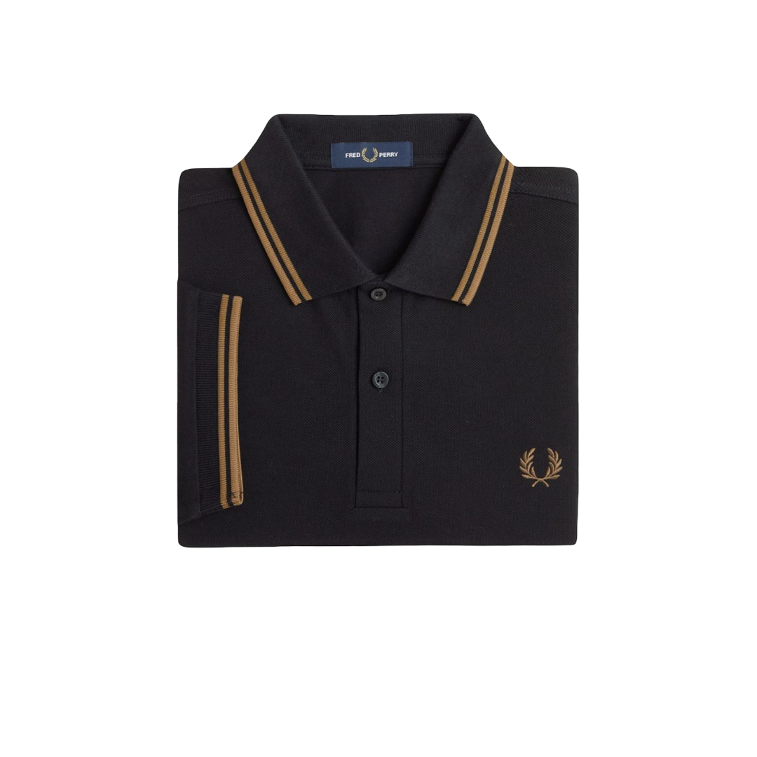 Twin Tipped Fred Perry Shirt - Black/Shadedstone