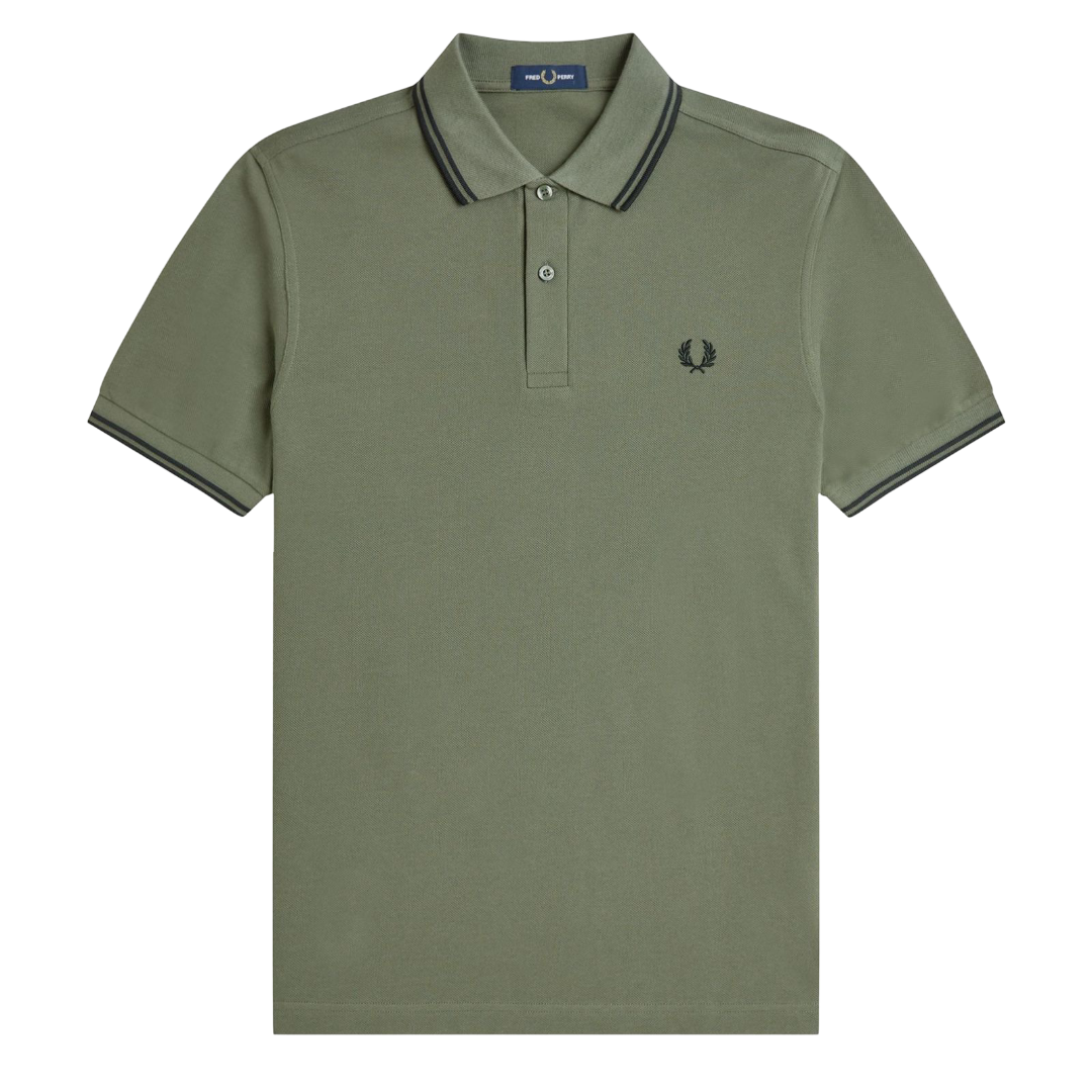 Twin Tipped Fred Perry Shirt - Laurel Wreath Green/Black