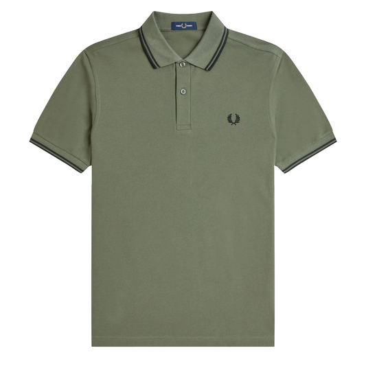 Twin Tipped Fred Perry Shirt - Laurel Wreath Green/Black