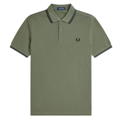 Twin Tipped Fred Perry Shirt - Laurel Wreath Green/Black
