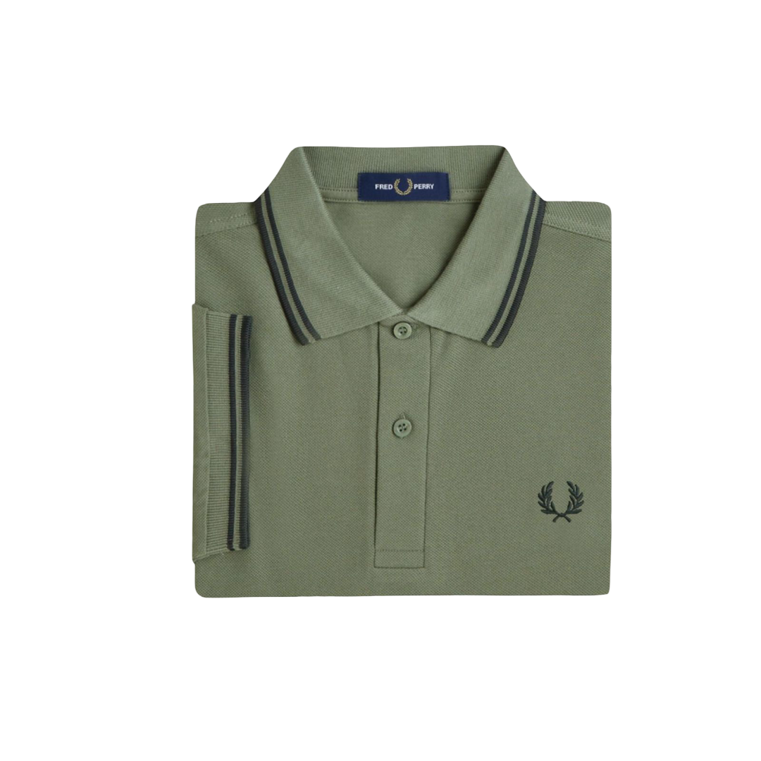Twin Tipped Fred Perry Shirt - Laurel Wreath Green/Black